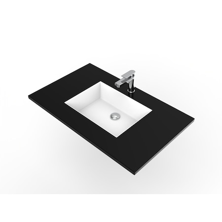 Castello Usa Serenity 36" Solid Surface Vanity Top with Black Top and White Basin CB-GM-2066-36-C-B
